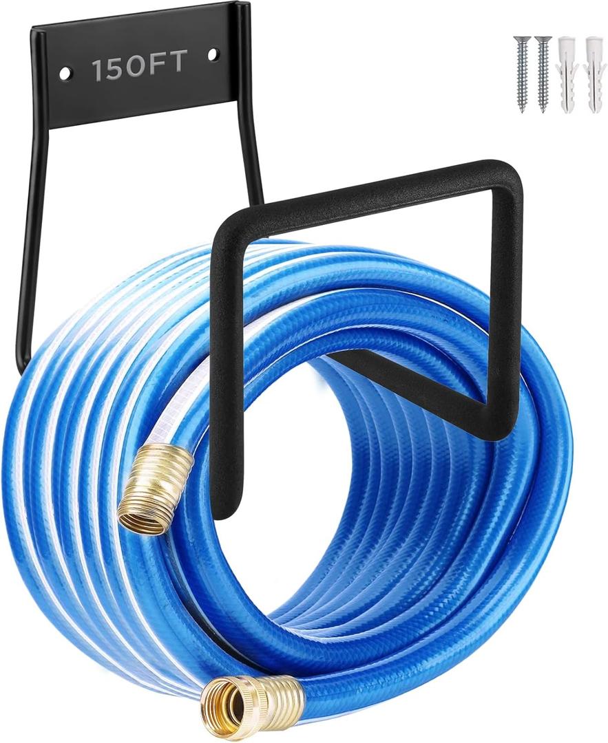 Metal Garden Hose Holder - Wall Mount Heavy Duty Holds Up to 150Ft Hose for Hose Reel/Garden Hose
