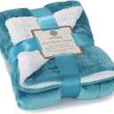 Genteele Sherpa Throw Blanket Super Soft Reversible Ultra Luxurious Plush Blanket, 40 x 50 inches, Teal/White
