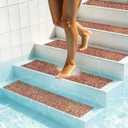 LifeGrip Outdoor Anti Slip Stair Treads 5-Pack, 8" X 32" Waterproof Rubber Grip Tape for Outdoor Stairs, Pool, Garden and Deck, Barefoot-Friendly Non Slip Step Strips, Brown