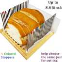 Wooden Bread Box with Stainless Steel Bread Slicer, 7Liters Bread Storage Container, Adjustable Bread Slicing Guide with Crumb Tray and 20pcs Liners, for Homemade, Loafs, Sandwiches, Bagels