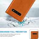ZZXX for Samsung Galaxy S10 Plus Wallet Case with [RFID Blocking] Card Slot Stand Strong Magnetic Leather Flip Fold Protective Phone Case for Samsung Galaxy S10+ Case Wallet(Brown-6.4 inch)