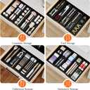 Large Silverware Organizer, Expandable Utensil Drawer Organizer for Kitchen Drawers, Kitchen Drawer Organizer for Spoons/Forks/Knives, Multipurpose & BPA Free Cutlery Tray, Black, 1 Pack