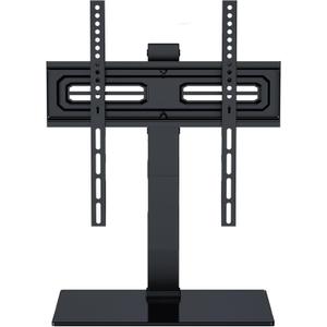 Height Adjustable TV Stand for 32-70 Inch TVs, Tempered Glass Base with Cable Management & VESA Mount, Black