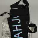 Sunnymove 34 Inch Long Mahjong Mat Bag Cute Double Strapped Canvas Drawstring Mahjong Holder Lightweight Outdoor Carrying Bag for Board Games Travel Storage-Mat Not Include(Black,1 Pc)