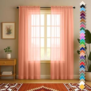 Sheer Curtains Peach 16x2.9 Ft