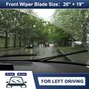 X AUTOHAUX 2pcs 26"+19" Silicone Front Windshield Wiper Blade for Honda Crosstour 2010-2016 for Honda Accord 2008-2017 Windscreen Wiper OE Replacement Set All-Seasons J/U Hook