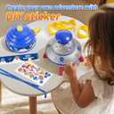 JOI MEW UFO Water Sprinkler for Kids, Water Rocket Toy Outdoor Summer Play W/Light & Spin, Adjustable Height Water Launcher, DIY Space Sticker, Backyard Lawn Gift for Girls Boys 3-12 Year Old Blue