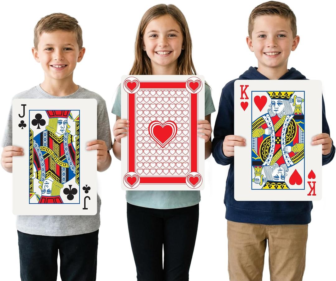Gamie Giant Poker Jumbo Playing Cards - 10.5 Inches X 14.5 Inches - Extra Large Playing Cards Set with 2 Jokers - Huge Casino Game Cards for Kids and Adults - Oversized Poker Party Decorations - 1 Pack