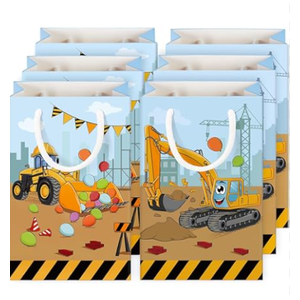 Liobelon 16  Pack Construction Party Bags Non Woven Fabric Tote Bag, Truck Themed Candy Goodie Bag for Boy Birthday Party, Bulk Wholesale for Small Business