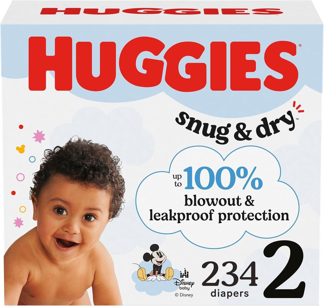 Huggies Size 2 Diapers, Snug & Dry Baby Diapers, Size 2 (12-18 lbs), 234 Count (3 Packs of 78), 