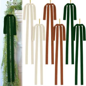 2 x Large Velvet Christmas Bow 23.6x15.7 Inch Vintage Christmas Tree Topper Bows Christmas Staircase Wreath Bows for Xmas Fireplace Decoration (6, Classic Color)