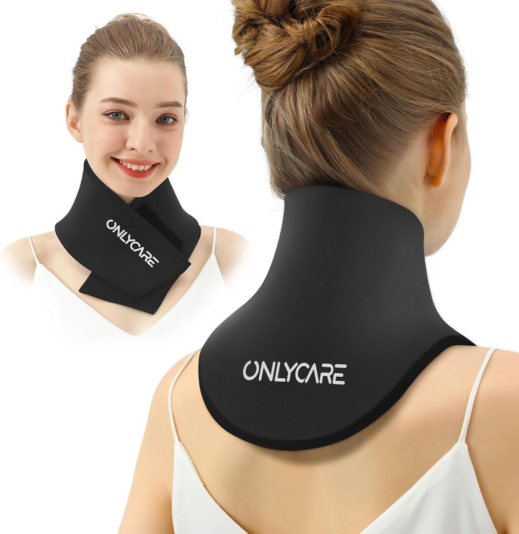 ONLYCARE Neck Ice Pack Wrap Gel - Upgraded Ice Packs for Neck Reusable, Hot and Cold Compress, Relief of Pain, Swelling, Sprains, Office Pressure, Black