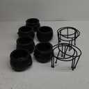 Jenaai 6 Pcs Halloween Witch Cauldron Candy Serving Bowl Set Plastic Black Witch Cauldron on Stand Candy Holder for Home Indoor Outdoor Kitchen Halloween Party Decorations