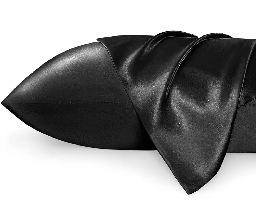 Bedsure King Size Satin Pillowcase Set of 2 - Black Silky Pillow Cases for Hair and Skin with Envelope Closure, Similar to Silk Pillow Cases, Gifts for Women Men, 20x36 Inches, 2pcs