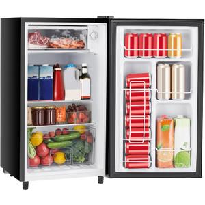 Sweetcrispy 3.2 Cu.Ft Mini Fridge with Freezer Small Refrigerator Single Door Adjustable Thermostat Energy-efficient Low Noise, Compact Fridge for Bedroom, Office, Dorm (Black), One Door