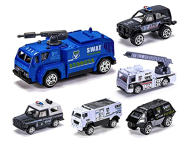 DUNRIOG TOYS 1  Pack Die-cast Police Rescue Truck Vehicles Sets, 4 Pack Mini Police Vehicles Model,Toys Boys Girls Toddlers Birthday Christmas Party Favors