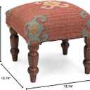 Handmade Jute Soft Ottomans Square Shape Stool for Sitting and Foot Rest with Wooden Legs, Entryway Modern Stool for Living Room, Bedroom, Hall (Red, L 15.74 x W 15.74 x H 14 inch)