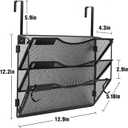 BOHDK Wall File Organizer 3 Pockets, Mail Organizer, Hanging Folder Holder, Foldable | Hanging or Wall Mounted | Label Panel | 2 Hooks | Office Home School Organizer, Black