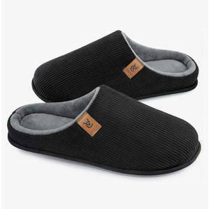 VeraCosy Men's Cozy Slip-on Slippers Corduroy Memory Foam Indoor House Shoes 9-10