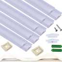 10-Pack 3.3FT Recessed Strip Channel With Continuous Silicone Diffuser , Flexible Seamless Milky Cover LED Ribbon Tape Track,Wardrobe Bookcase Cabinet Embedded Aluminum Low Profile (10, Silver)