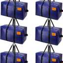 6 Pack Moving Bags Heavy Duty, Extra Large Storage Totes Bag with Zippers and Sturdy Handles, Packing Bags for Moving, Storage, Travel, Space Saving, Moving Boxes College Essentials Blue