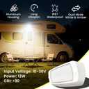 Aluminum RV Exterior Porch Light, Dual-Color LED with Switch, 12V IP67 Waterproof Floodlight, Low Current All-Weather Lighting for Campers, Trailers, Trucks & 5th Wheels (White Housing)