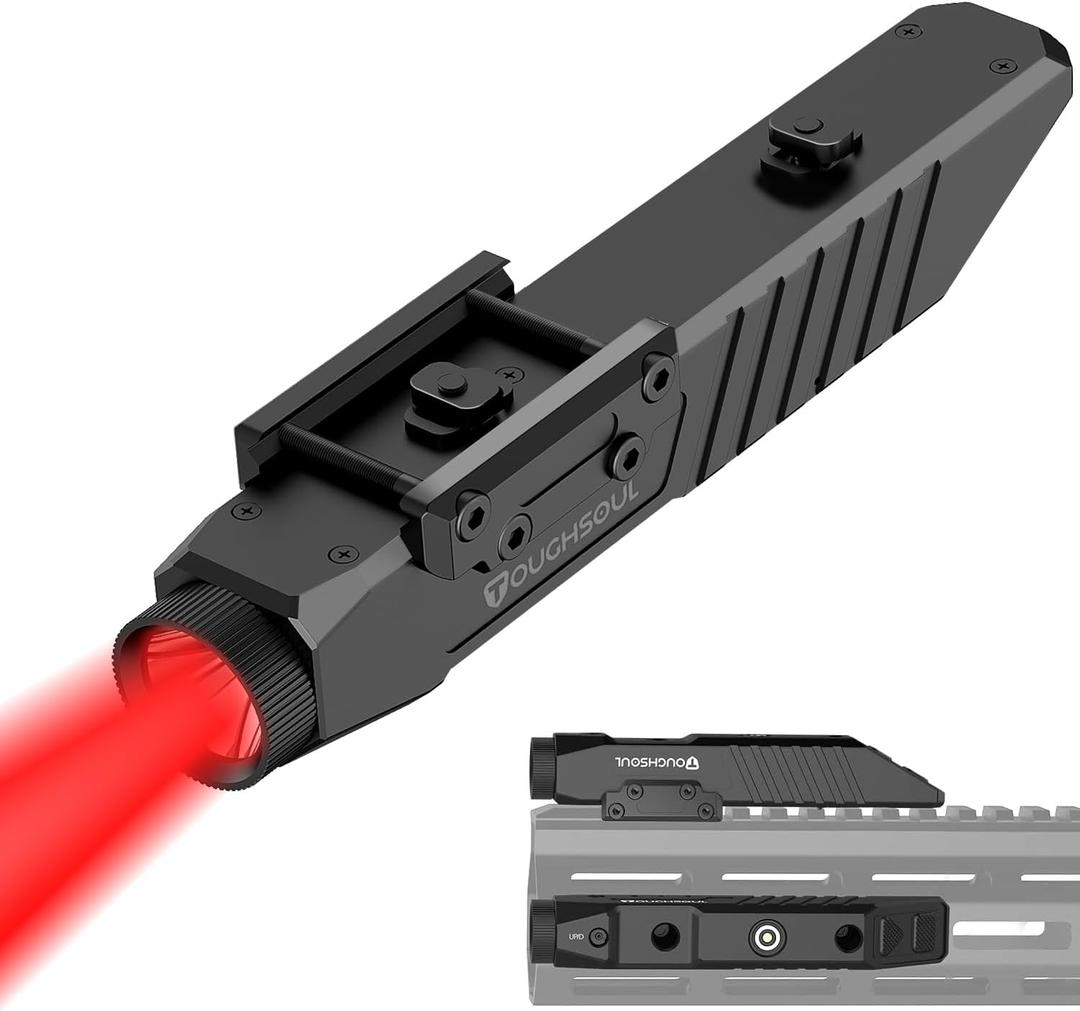 TOUGHSOUL Hunting Flashlight Red Light, Low Profile Mlok Picatinny Mounted Portable Flashlight for Coyote Hog Varmint Night Hunt