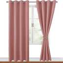 Hiasan Blackout Curtains for Bedroom, 52 x 84 Inches Long - Thermal Insulated & Energy Saving Window Curtains for Living Room, 2 Drape Panels Sewn with Tiebacks, Dusty Rose
