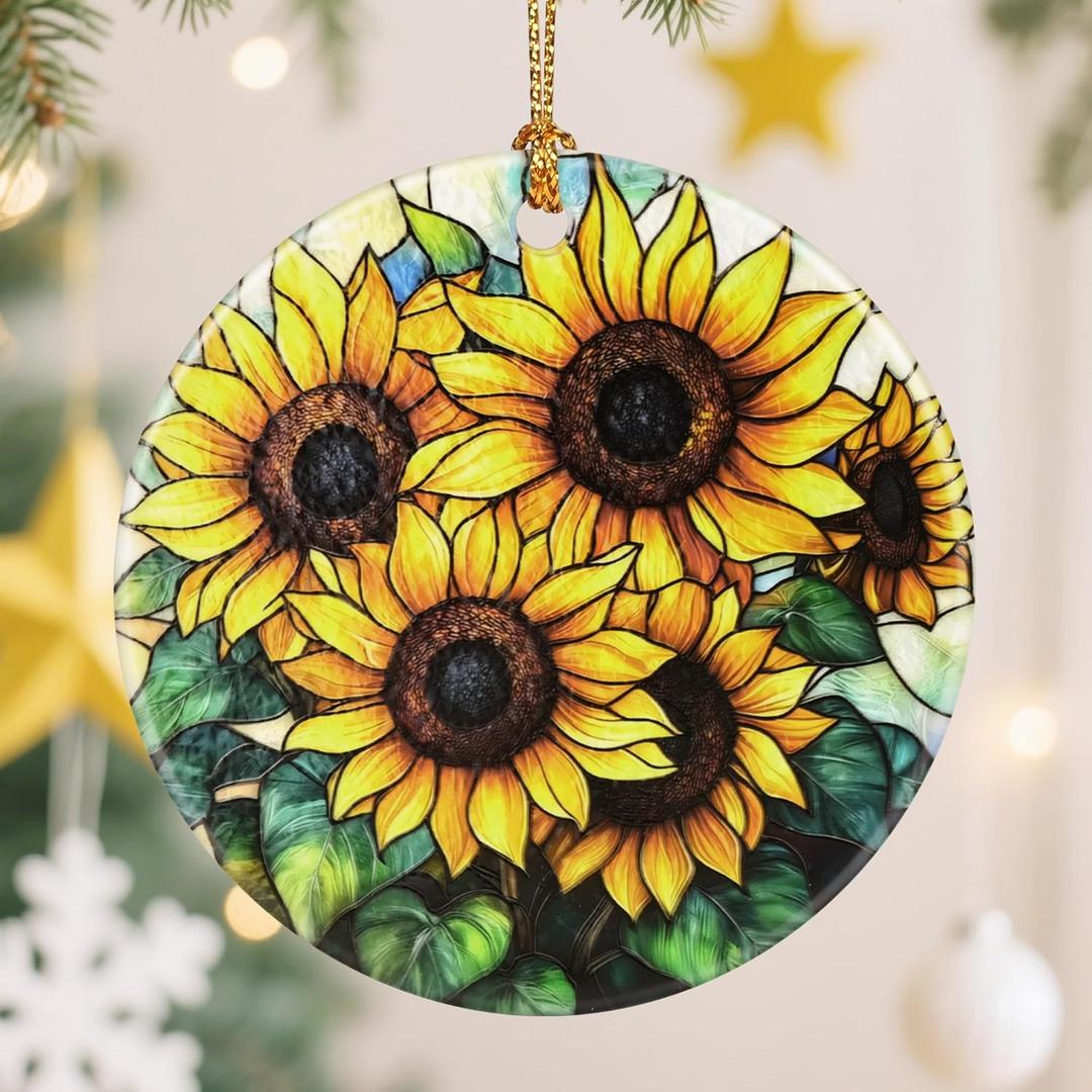 2 x Sunflower Christmas Tree Decorations, Christmas Ornaments, Keepsake Ornaments, Holiday Decor, Xmas Gifts, Gifts for Flower Lovers & Sunflower Lovers
