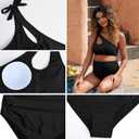 DEBELLY Maternity Swimsuit Cutout One Shoulder Bikini Set 2 Piece Bathing Suits with Adjustable Tie and High Waist Bottom (Black, L)