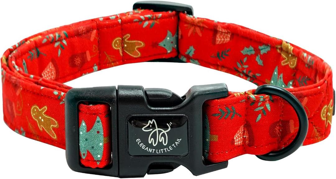 Elegant little tail Christmas Dog Collar, Red Hat Pet Collar Dog Durable Dog Collars Girl or Boy Holiday Pet Gift Adjustable Dog Collar for Large Dogs (Large (Pack of 1))