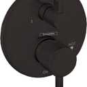 hansgrohe Ecostat Modern Pressure Balance Shower Valve Trim with Diverter in Matte Black, 04447670