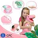 MorisMos Dinosaur Stuffed Animal with Babies,23.6'' Big Mommy Stuffed Dino T-rex with 3 Baby Dino Stuffed Toys & 3 Eggs Plush Inside Belly, Boy Girl Dinosaur Toys for Kids 3-5, Pink T-rex Toys Gift
