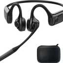 Open Ear Bluetooth Headphones with Microphone, Noise Cancelling Wireless Headset with Mute Button, Supports aptX/aptX-LL/aptX-HD, Designed for Meeting, Home Office,Driving -Not Bone Conduction (Black)
