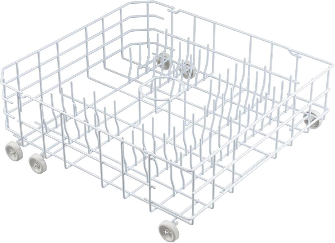 WD28X31819 WD28X10284 Dishwasher Lower Rack Replacement Parts for GE Dishwasher Parts Lower Dishrack Assembly with Wheels ADW1100N10WW GSD2100V55BB GE Dishwasher Bottom Rack 1 Pack