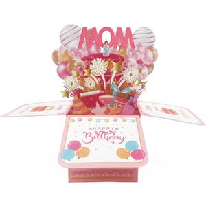 Asmallgf Happy Mom Birthday Popup Card from Daughter Son, Personalized Birthday Gifts for Mom, Bday Decorations for Step Mother