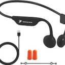 Bone Conduction Headphones - Wireless 5.4 Open Ear Headphones with Mic, 8H Playtime, Earplugs, Elastic Cord, IPX6 Waterproof Earbuds for Running/Cycling/Climbing, Black