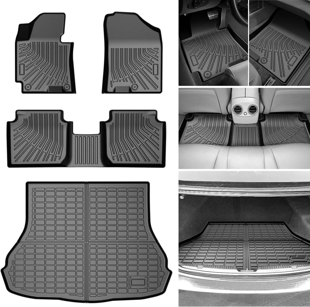 Elantra Floor Mats - Car Mats for Hyundai Elantra 2011-2016, All Weather Floor Mats and Cargo Liner for Elantra Accessories, Heavy Duty Rubber Mats, Car Accessories