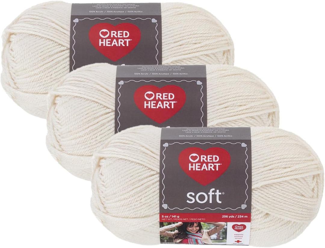 RED HEART Soft Yarn, Off-White (Pack of 3)