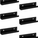 Sooyee 6 Pack 7 Inch Acrylic Invisible Kids Floating Bookshelf for Kids Room,Modern Picture Ledge Display Toy Storage Wall Shelf,Black