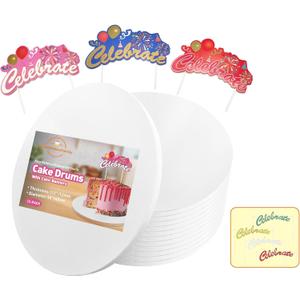 16 Inch Cake Drums,Smooth Edge Cake Board Round White(12-Pack) 1/2 Inch Thick,Sturdy Cake Boards for Birthday Wedding Heavy or Multi-Tiered Party Cakes