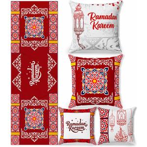 OLEEK Ramadan Decorations for Home 2026 Set -4 Ramadan Pillow Covers 20x20 & Ramadan Table Runner - Ramadan Table Decor - Ramdan Decor - Ramadan Decorations for Table - Ramdan Gifts