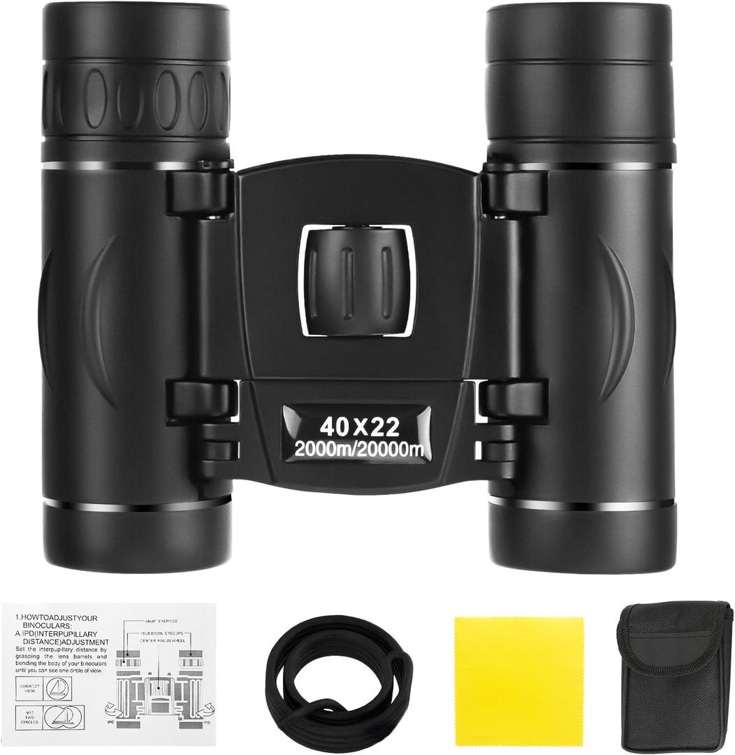 40x22 Small Compact Lightweight Binoculars for Adults Kids Bird Watching Traveling Sightseeing, Mini Pocket Folding Binoculars for Concert Theater Opera