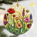 Christmas Ornaments, Dodosky 2.8in Ceramic Hanging Ornament, Xmas Decor, Christmas Tree Ornaments, Xmas Decorations for Tree, Holiday Ornament, Gifts for Flower Lovers, Gifts for Women, Mom, Grandma