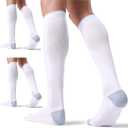 FITRELL 3 Pairs Compression Socks for Women and Men 20-30mmHg-Circulation Support Socks White M
