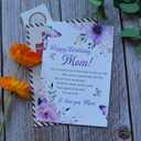 2 x Birthday Card for Mom, Happy Birthday Wishes for Mom Greeting Card with Envelope and Seal, Birthday Gift, Happy Birthday Mom Card from Daughter, Son, Kids