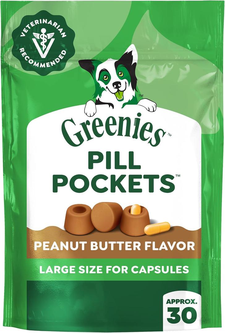 Greenies Pill Pockets for Dogs Large Size, Dog Treat Pouch for Capsule Medication, Peanut Butter Flavor, 7.9 oz. Pouch (EXP 07/27/25)