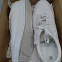 ZGR Men's Synthetic Leather White Sneakers,Low Top White Tennis Shoes,Lace up Casual Shoes, White, Size 13