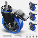 4 Inch Stem Caster Wheels Heavy Duty with Dual Locking 2200Lbs, Threaded Stem Casters 3/8" 16 x 1, Swivel Industrial Casters Set of 4, Wheels for Cart and Furniture