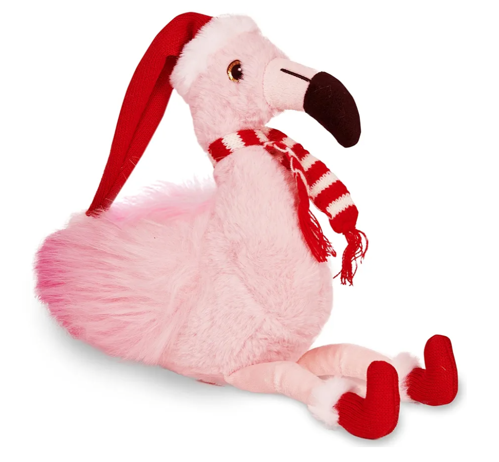 Bearington Pluma The Festive Flamingo Stuffed Animal, Christmas Flamingo, 8.5 Inch Flamingo Christmas Decoration, Ideal Holiday Stuffed Animal Gift for Toddlers, Kids & Teens